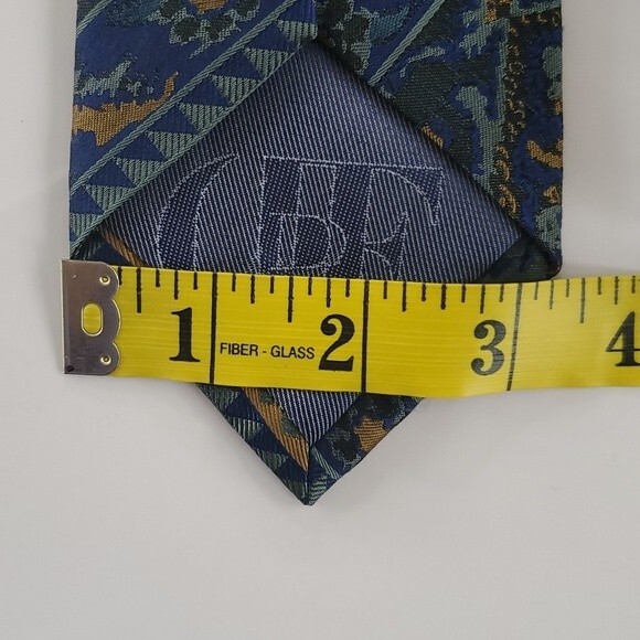 CF DENIM SILK HANDMADE TIE BLUE BROWN - Picture 6 of 6